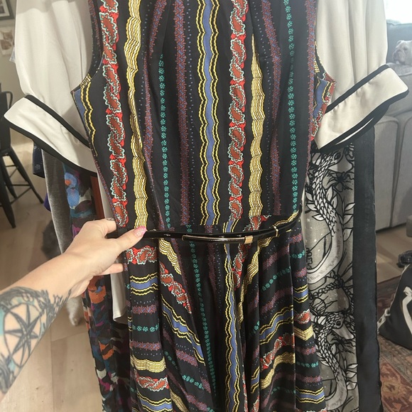 Closet Multicolor Striped Fit and Flare Dress with Belt - Picture 3 of 5